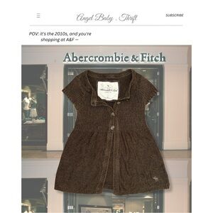 Vintage Y2K Goth Abercrombie & Fitch Brown Knit Cardigan Brown Babydoll Top